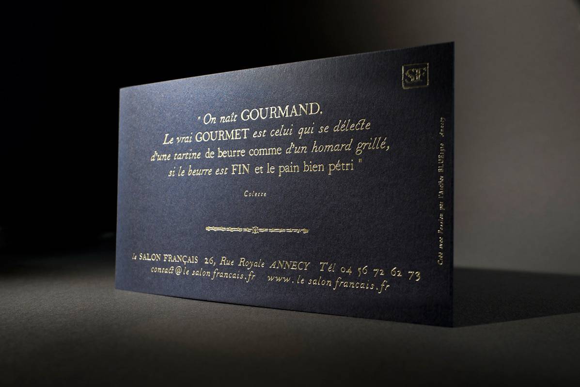 impression-dorure-a-chaud-gaufrage- letterpress-papier-de-creation-Blue1310-agence-de-communication-branding-annecy-paris