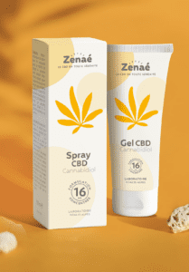 Création packaging Zenaé, feuille de cannabis stylisée orange. Création de marque, branding - Graphiste Annecy