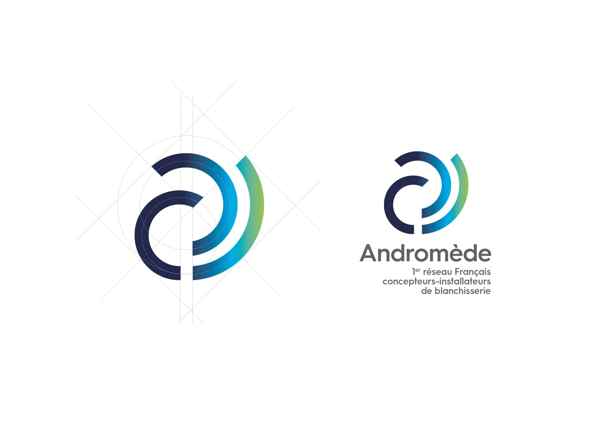 Création du logo de la marque Andromède. 1er réseau Français de concepteur-installateurs de blanchisserie. Création de logo Annecy