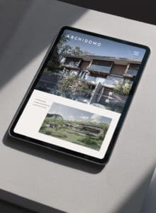 Home du site internet des architectes Archidomo à Talloires en Haute-Savoie - Blue1310 agence de communication - graphiste - à Annecy en Haute Savoie