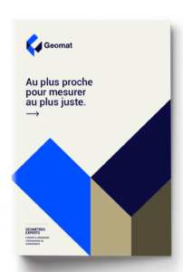 Édition, présentation de la nouvelle identité visuelle du groupe de Géomètres experts Geomat. Graphiste Annecy