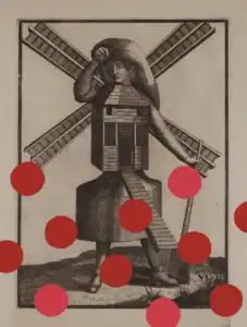 Illustration Biscuiterie de Montmartre, univers graphique inspiré du Moulin de Montmartre pour une marque parisienne de macarons par Blue1310