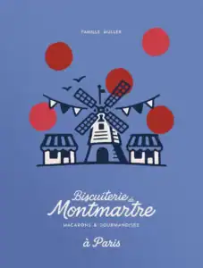 Illustration Biscuiterie de Montmartre, création d’univers graphique pour une marque de macarons et gourmandises à Paris par Blue1310