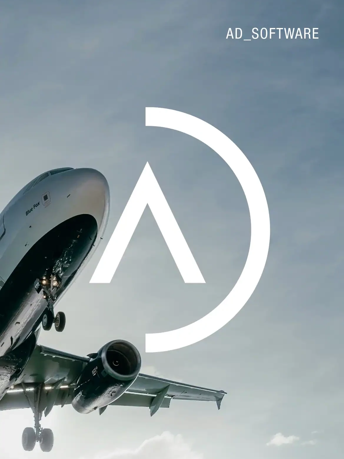 Création de marque et identité visuelle AD Software, logiciel aéronautique, par Blue1310
