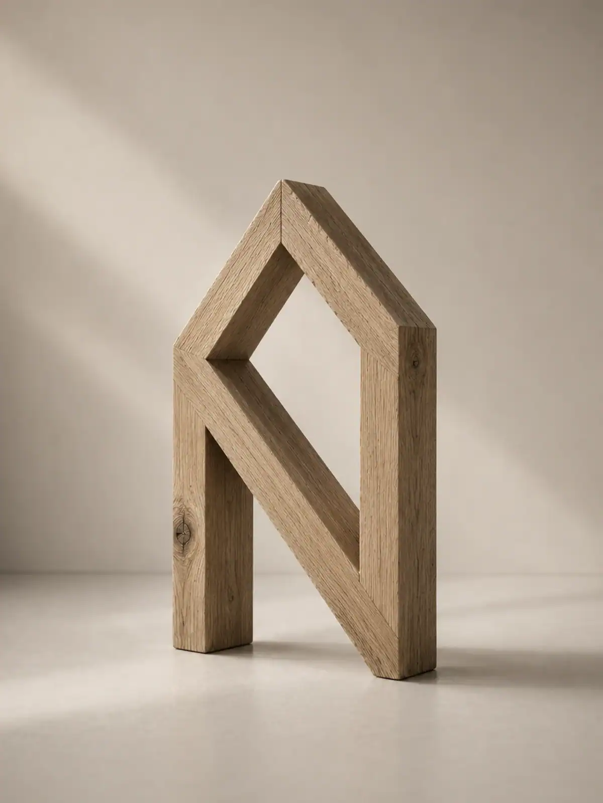 Symbole Eden Home r&eacute;alis&eacute; en bois massif en forme de maison et de lettre N