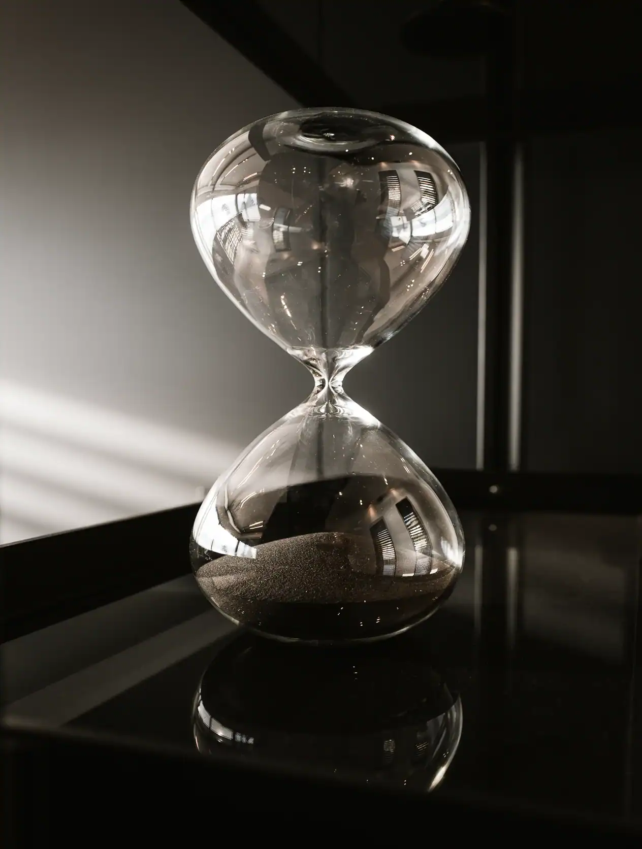 Objet décoratif en verre photographié en lumière naturelle